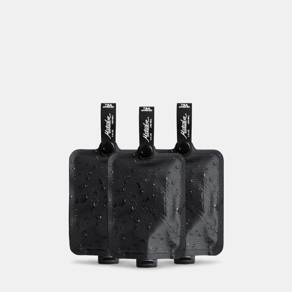 FlatPak Toiletry Bottle 3-Pack - Multiple Colors
