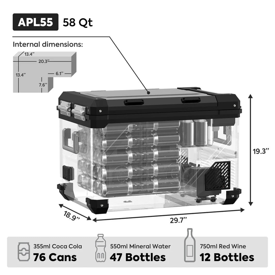 APL55 - 58QT Dual Zone 12 Volt Fridge Refrigerator