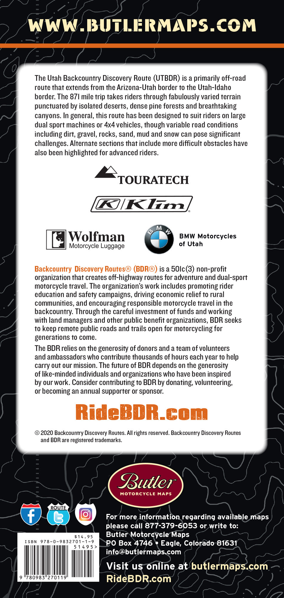 Utah Backcountry Discovery Route (UTBDR) Map 2nd Edition