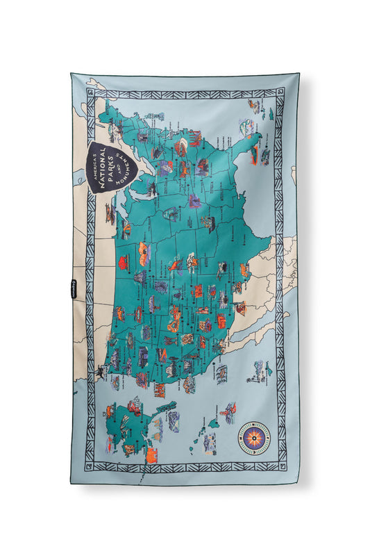 Ultralight Towel: National Parks and Monuments Map
