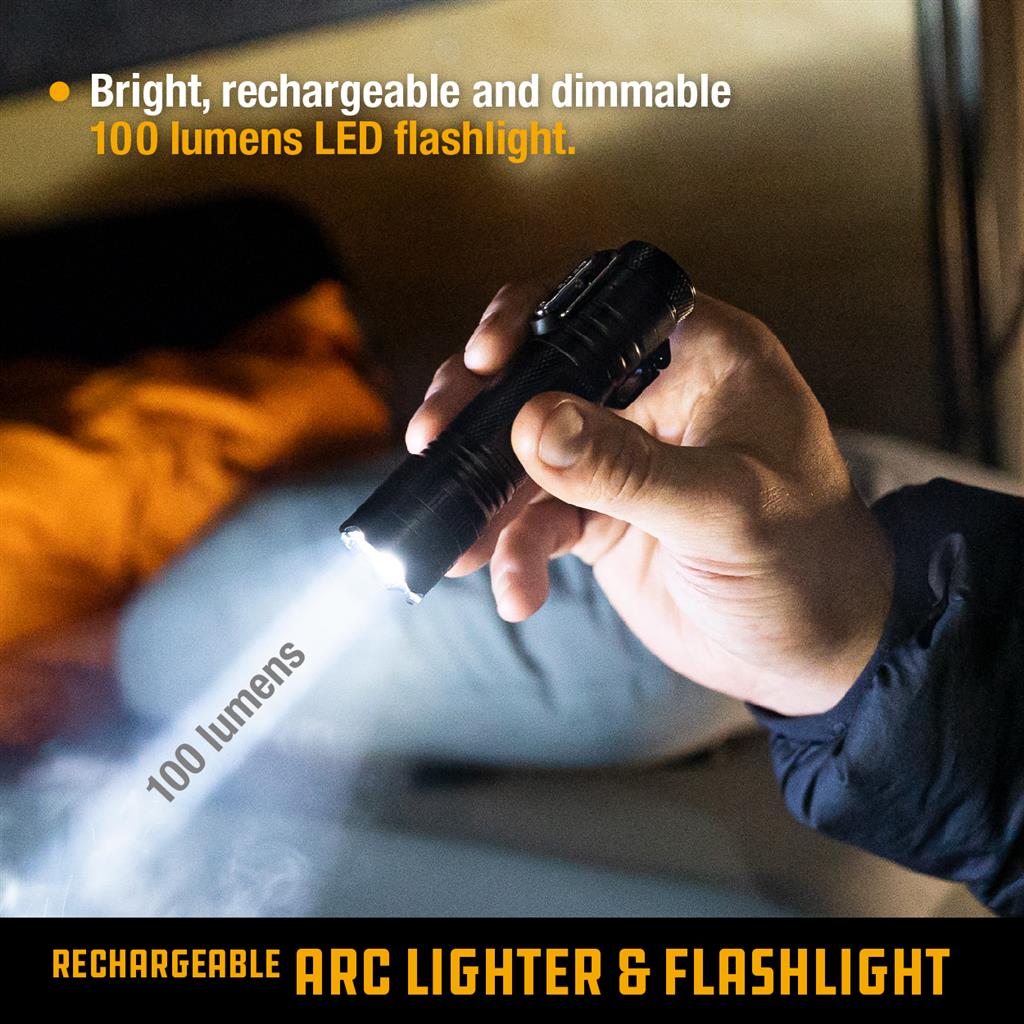RECHARGEABLE ARC LIGHTER & LED FLASHLIGHT