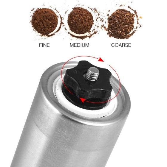stainless steel manual coffee grinder with adjustable grind